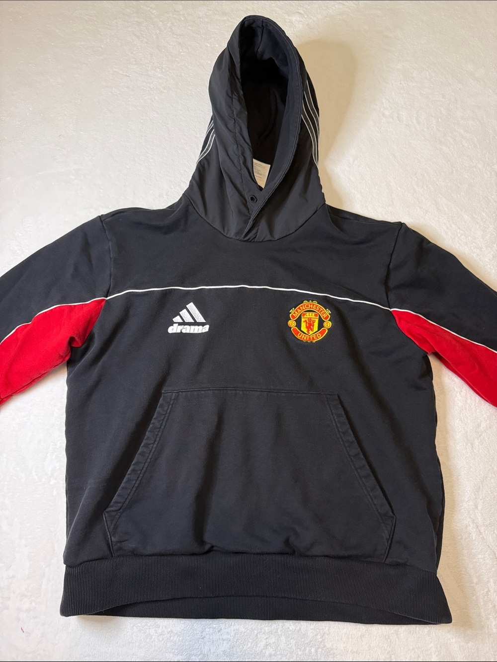 Adidas X Drama Manchester United Black & Red Call Hoodie with Crest